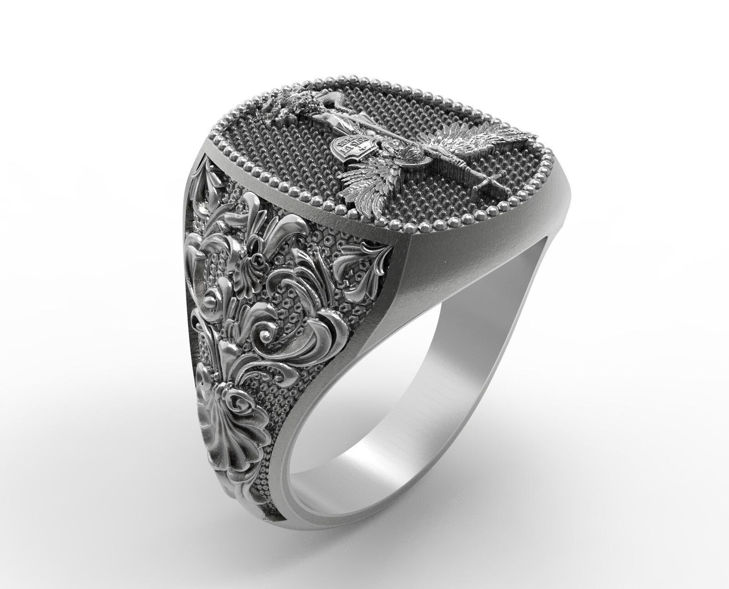 925 Sterling Silver Catholic St Michael Archangel Ring Michael Archangel Us7~ 15