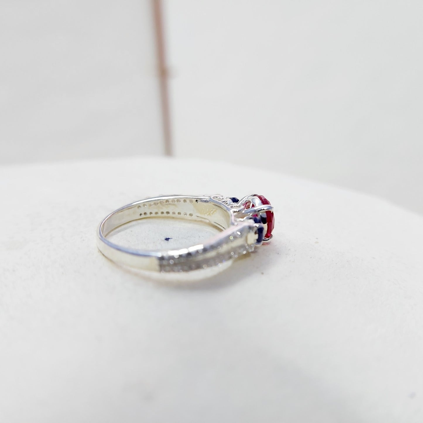Sapphire and Ruby Wedding Ring Engagement Band 925 Sterling Silver Ring Us5~ 15