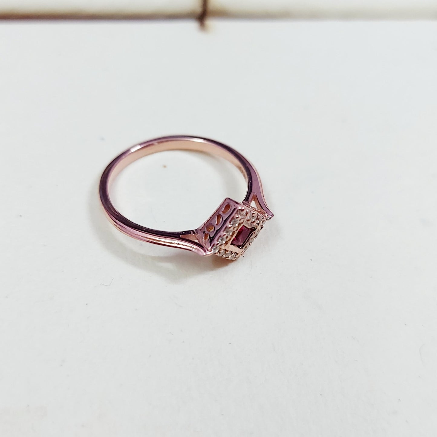Natural Ruby Diamond Engagement Ring Square Halo Silver Band US5 ~15 Women Gift
