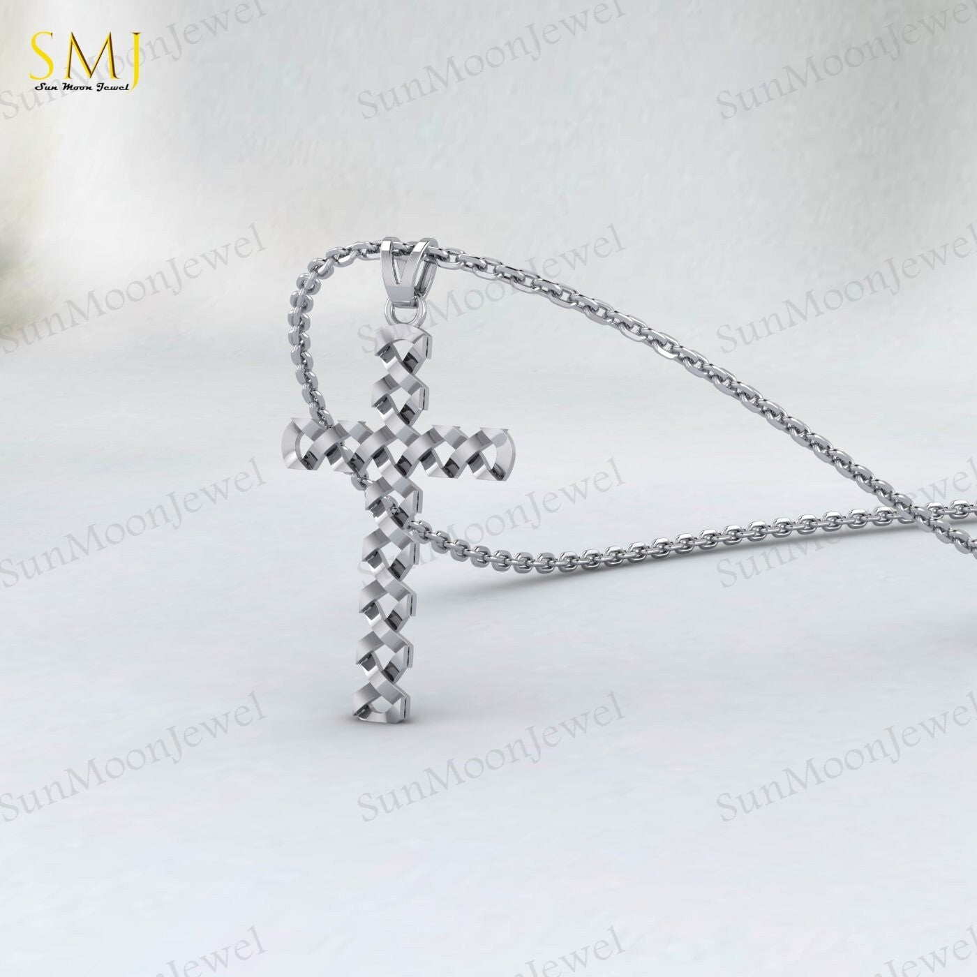 Mens 925 Sterling Silver Diamond Cut Cross Pendant Necklace Gift For Lover