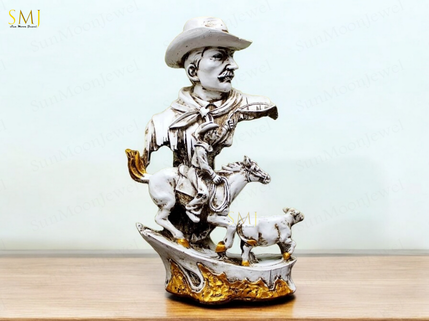Cowboy with Horse Home Decor Showpiece Cowboy Statue Cowboy with Horse Gift