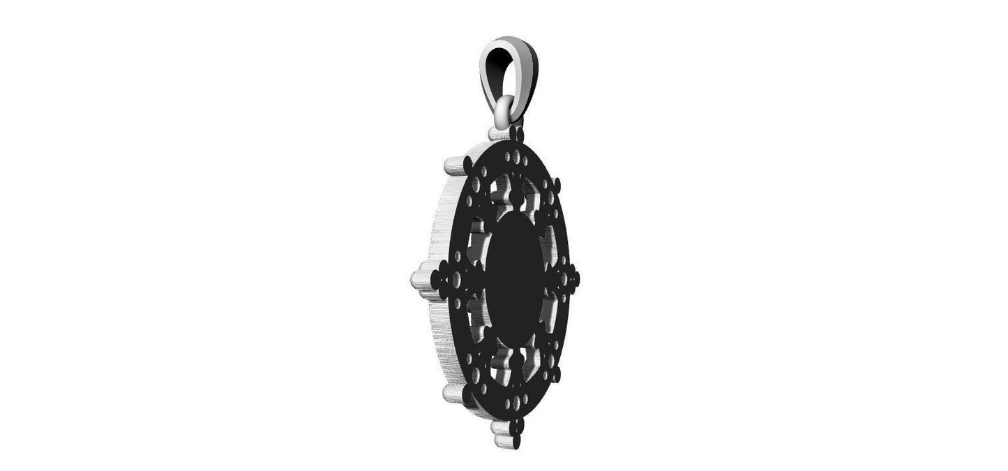 Silver Ship Helm Wheel Charm Pendant Nautical Necklace Handmade Gift Men Women
