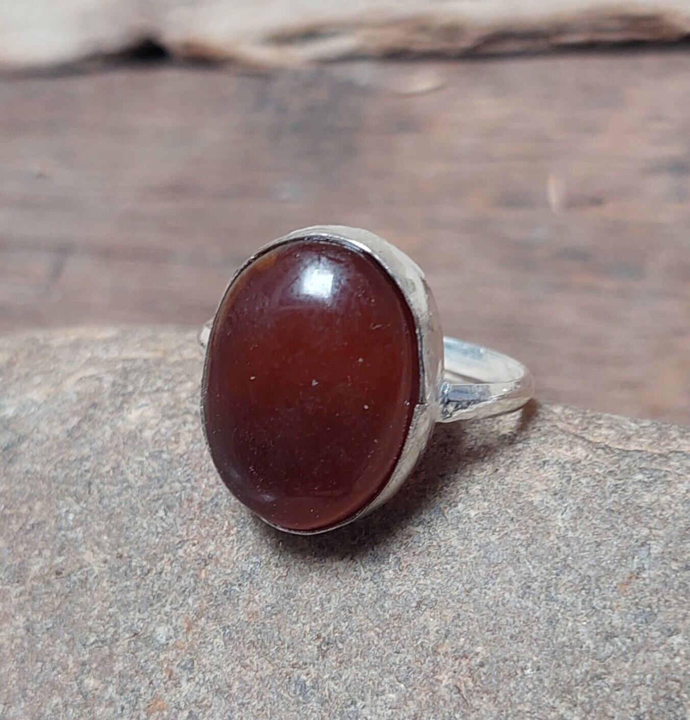 Brown agate Slice Ring,925 Sterling Silver Ring,Engagement Ring,Gift For Her