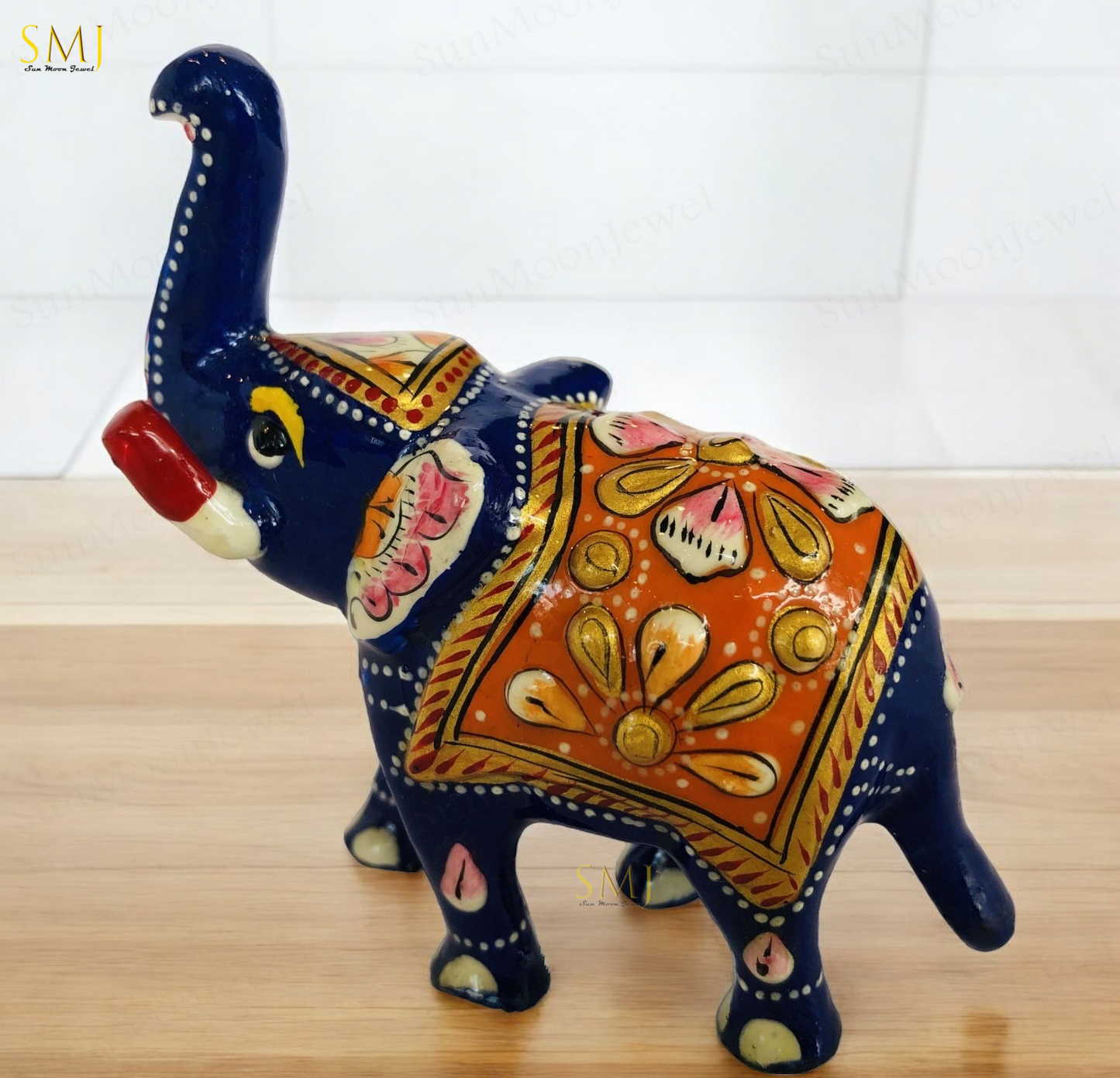 Erawat Elephant Statue Trunk Up Elephant Metal Figurine for Luck & Prosperity