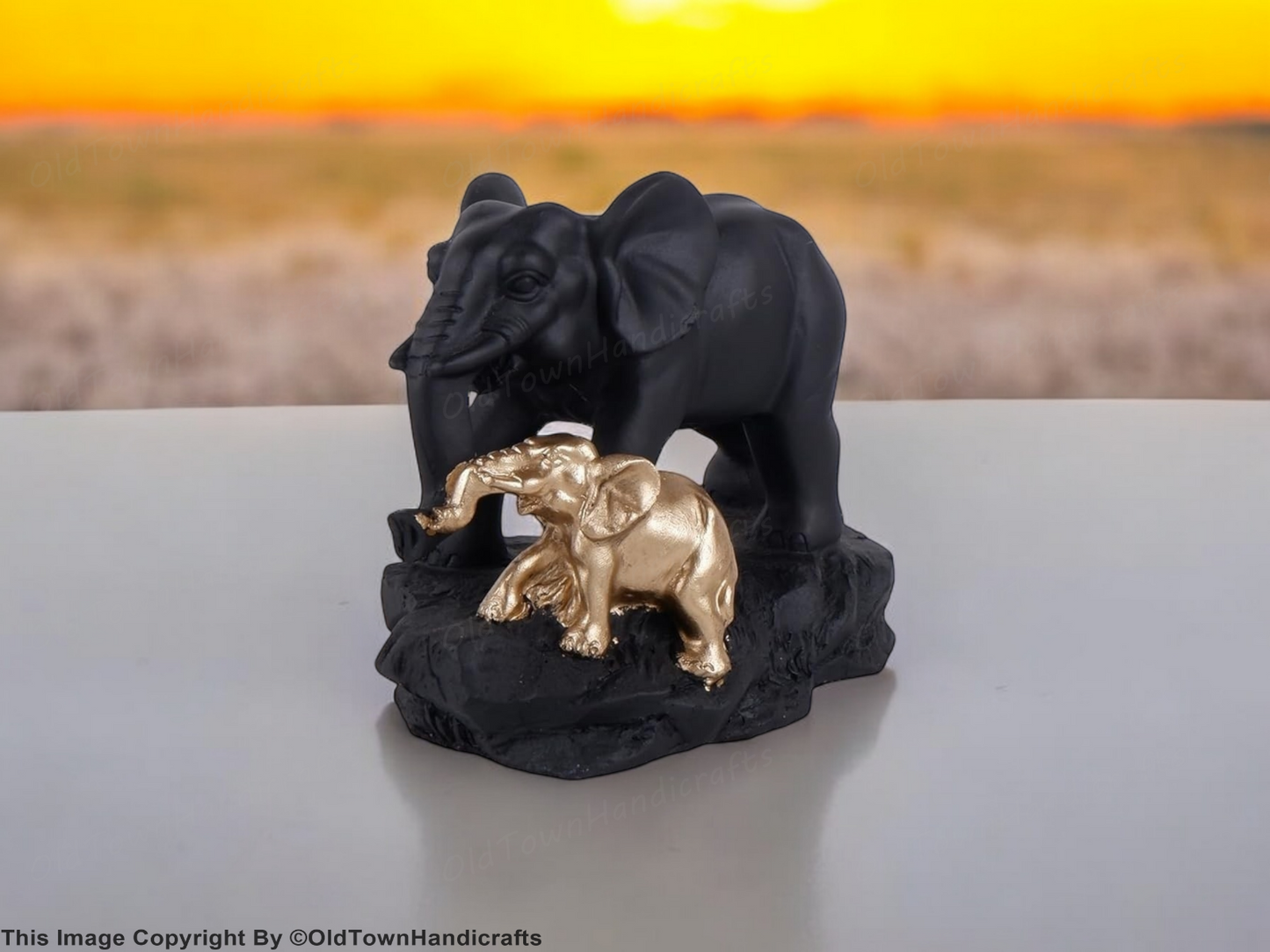 Elephant and Precious Calf Showpiece Guardian of Generations Elephant Home Decor