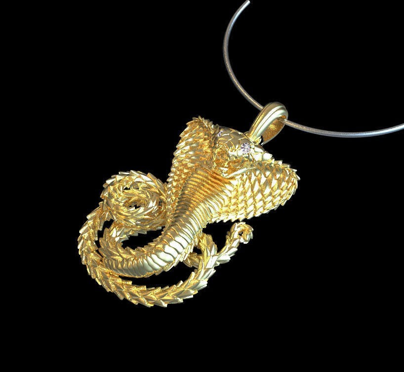 Cobra Brass Pendant Snake Brass Necklace Serpent Jewelry Gift Cobra Necklace