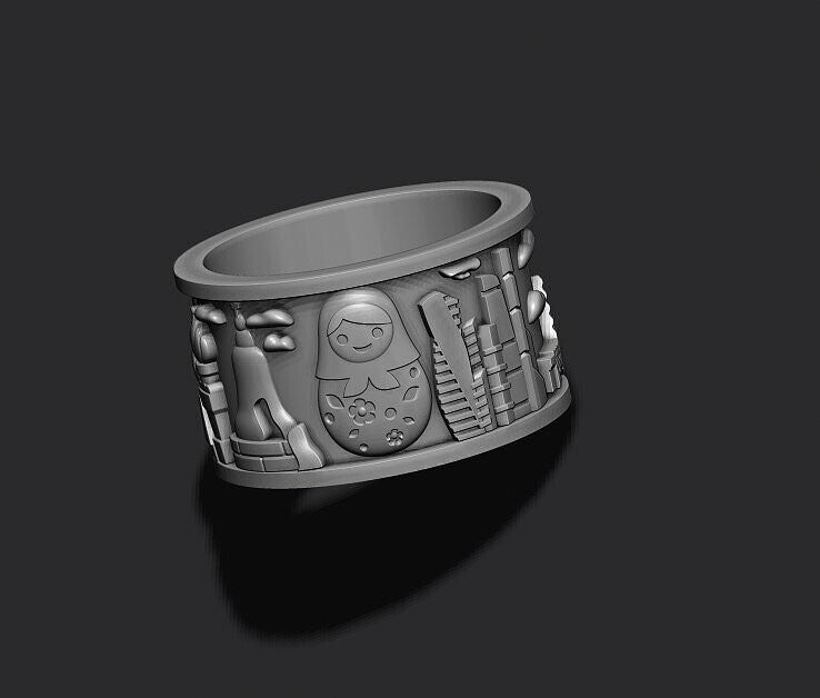 925 Silver Russia Jerusalem Cityscape Band Ring US5~15 Travel Souvenir Men Ring