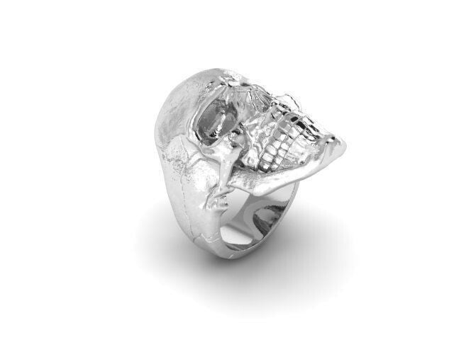 Silver Skull Ring Gothic Biker Punk Ring Bold Large Unique Statement Gift Men
