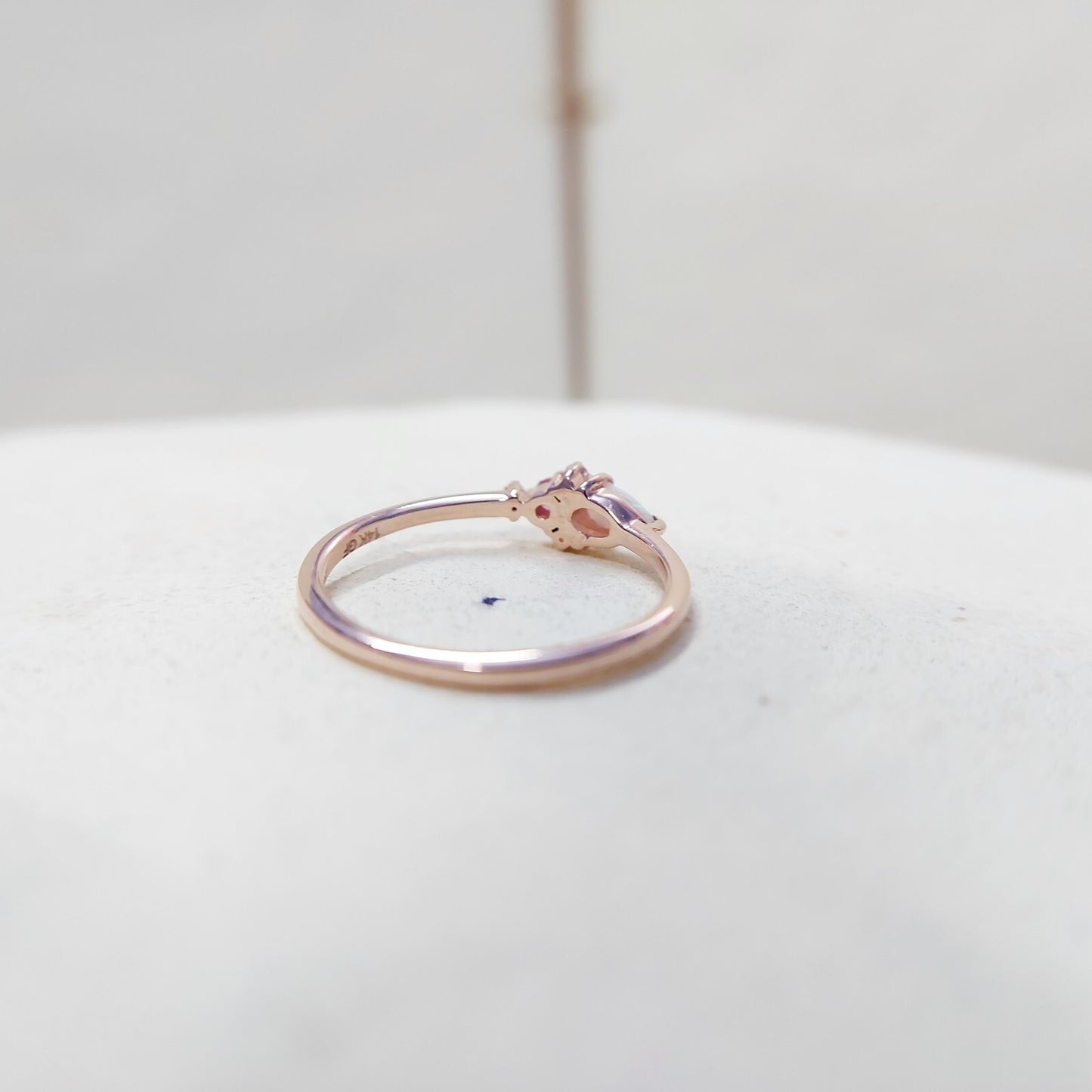 Pear Cut Opal and Pink Tourmaline Ring Gemstone Engagement Silver Ring Us5~ 15