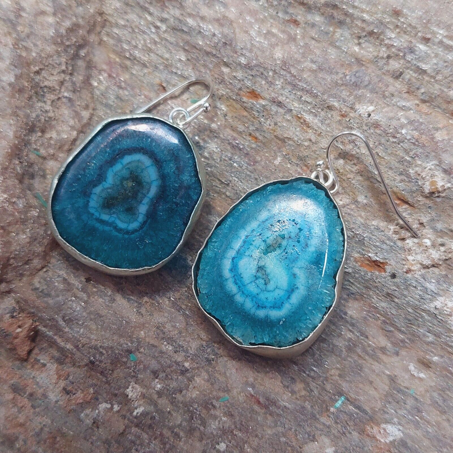 925 Sterling Silver Blue Solar Quartz Handmade Earrings Solar Gemstone Earrings