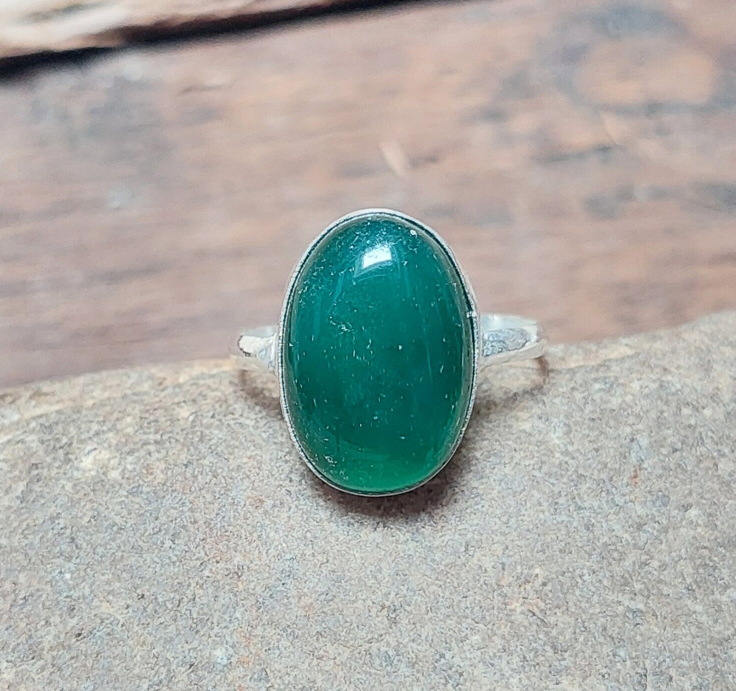 Green Onyx Dainty Ring,925 Sterling Silver Ring,Handmade Oval Onyx Boho Ring