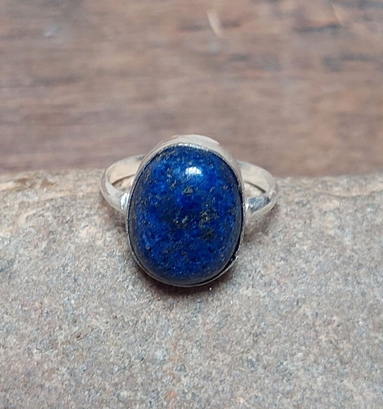 925 Sterling Silver Lapis Oval Stone Ring,Blue Lapis Lazuli Stone Men's Ring