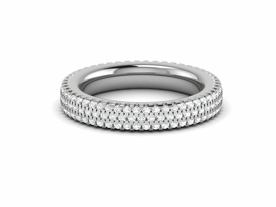 925 Silver CZ Eternity Wedding Band Ring Curved Skinny Style Women Men US5-15