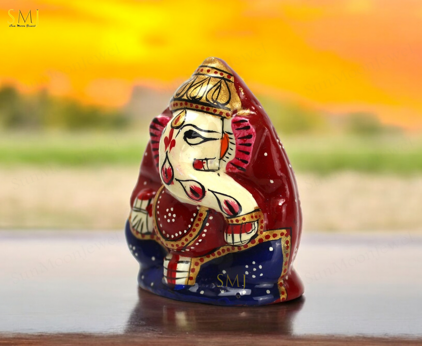 Coconut Ganesh Statue Intricately Detailed Hindu God for Pooja And Home decor