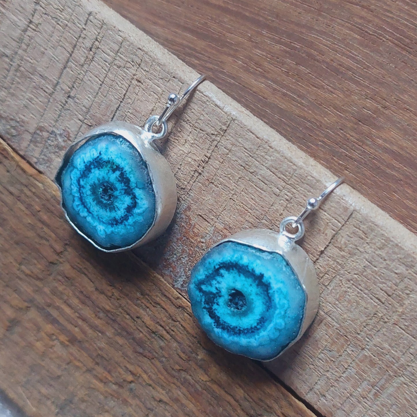 925 Sterling Silver Blue Solar Quartz Handmade Earrings Solar Gemstone Earrings
