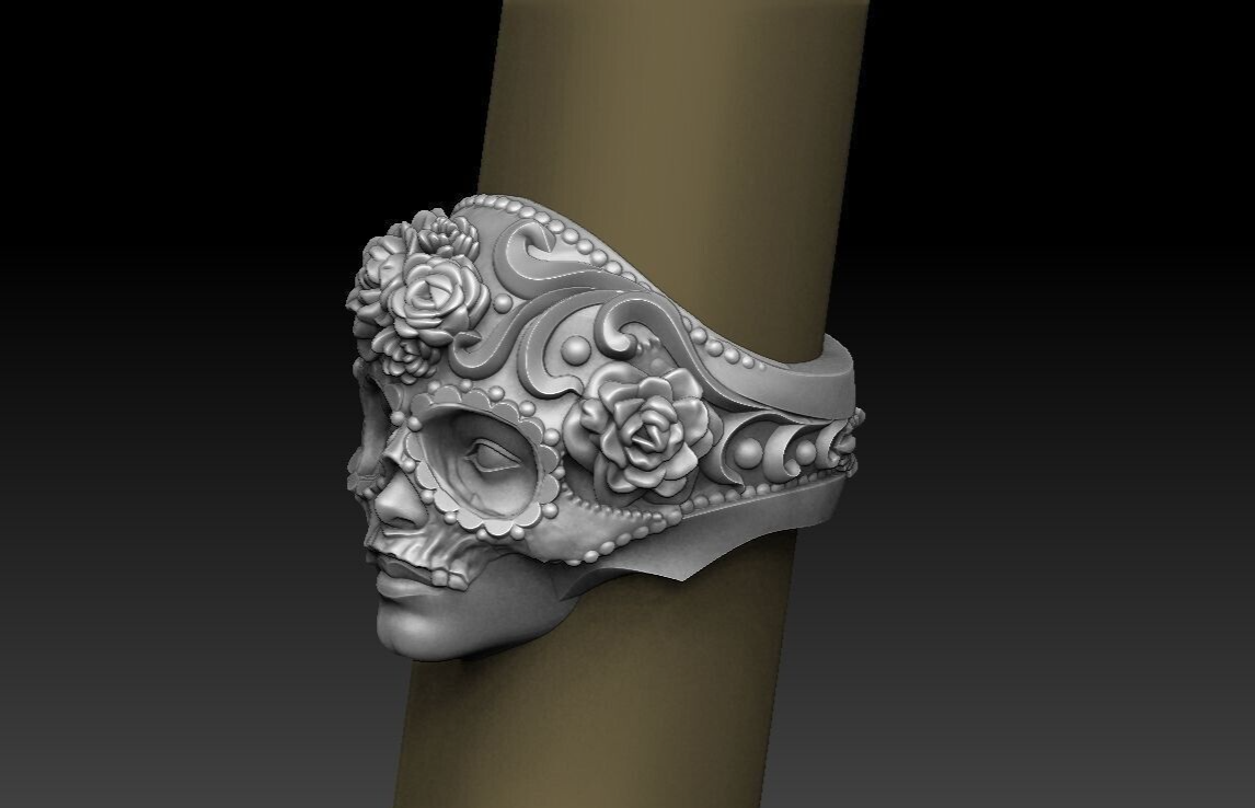 Silver Masquerade Skull Ring Handmade Unique Large Design Gothic Ring Us5~ 15