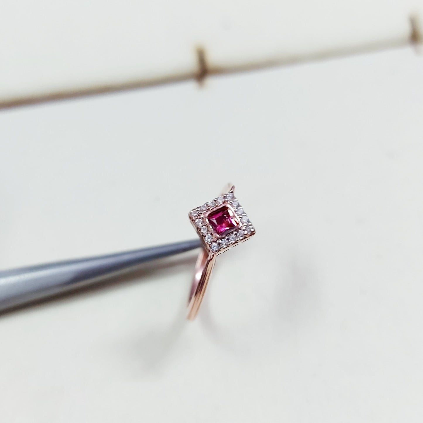 Natural Ruby Diamond Engagement Ring Square Halo Silver Band US5 ~15 Women Gift
