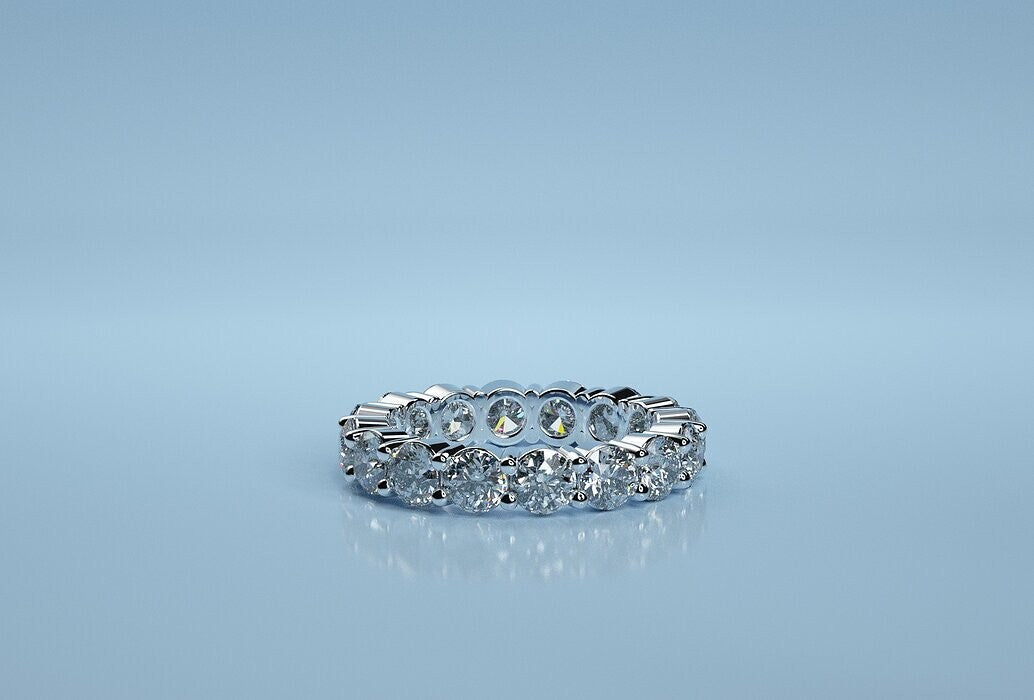 925 Silver CZ Round Eternity Bridal Wedding Band Skinny Ring Women Gift US5-15