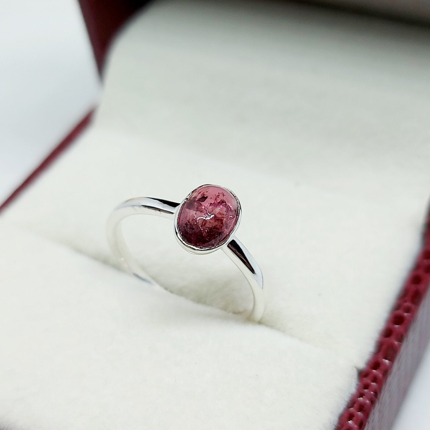 Pink Tourmaline Ring Oval Cut Handmade 925 Silver Gift Ring US5~15 Elegant Look
