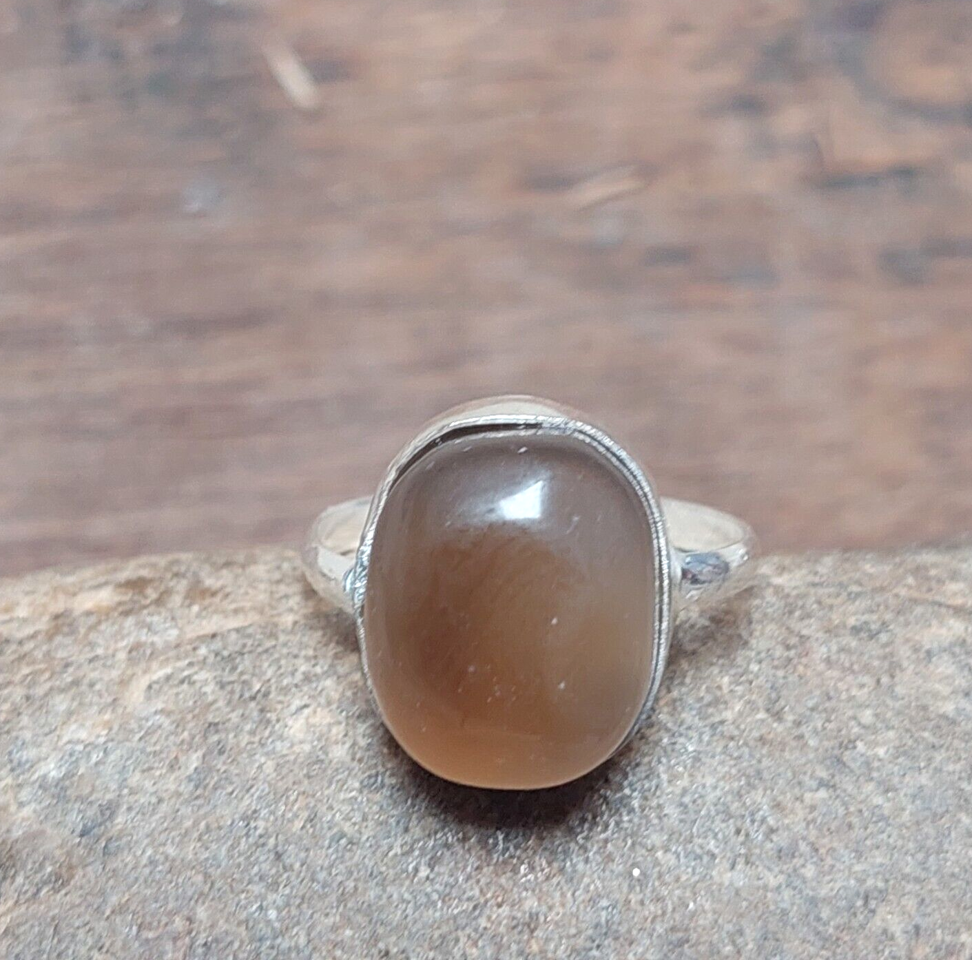 Oval Brown Agate Silver Men Ring,925 Sterling Silver Handmade Jewelry For Men