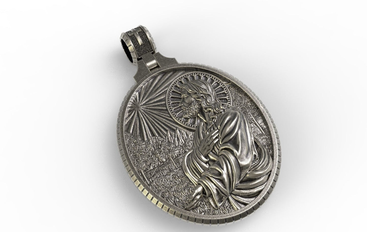 Solid 925 Silver Jesus Pendant Necklace Jesus Medal Gift for Men and Women