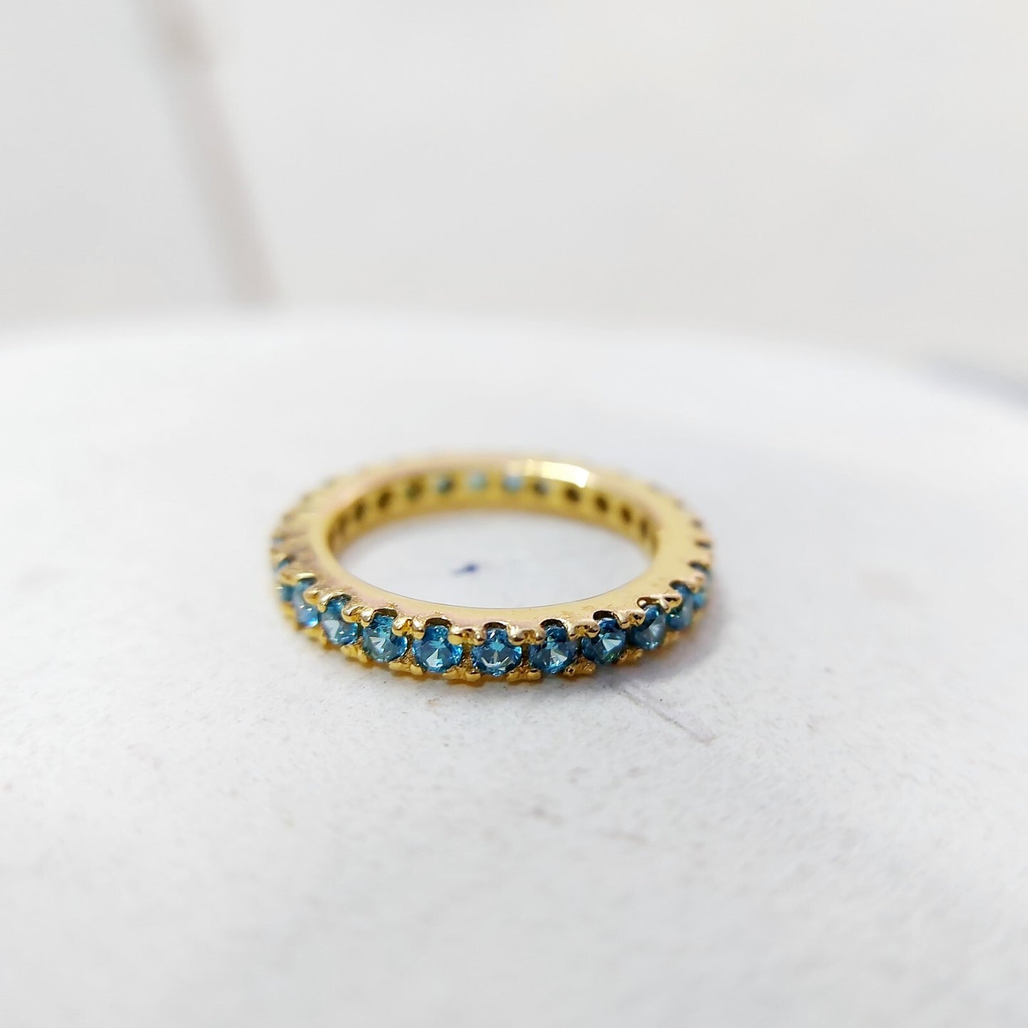 Natural Blue Topaz Ring Gemstone Wedding Eternity Band 925 Silver Jewelry Us5~15