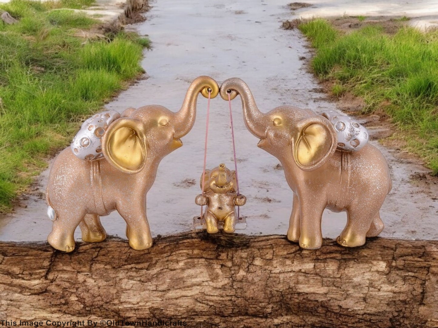Set of 3 Golden Elephant Showpieces for Home Office Decor Elegant Gift Idea