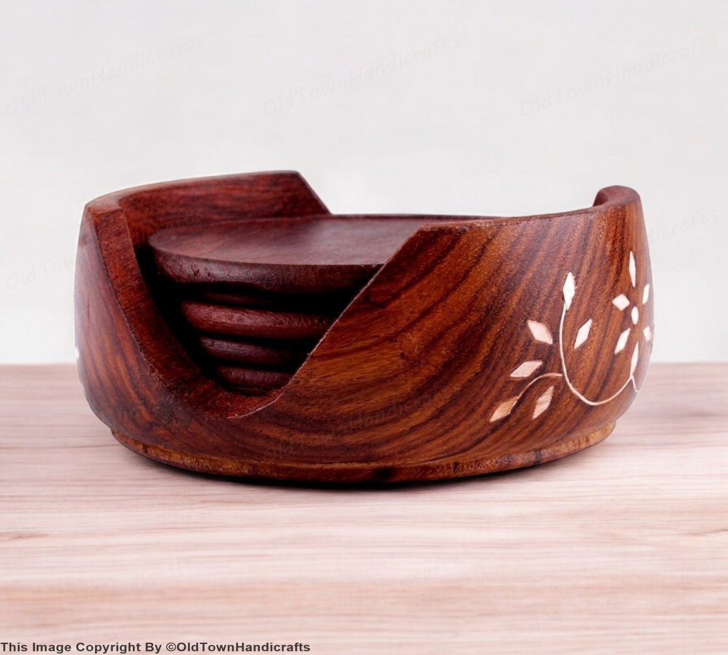Coaster Handmade Wooden Coaster Set of 6 Lotus Design for Coffee Tea and Milk