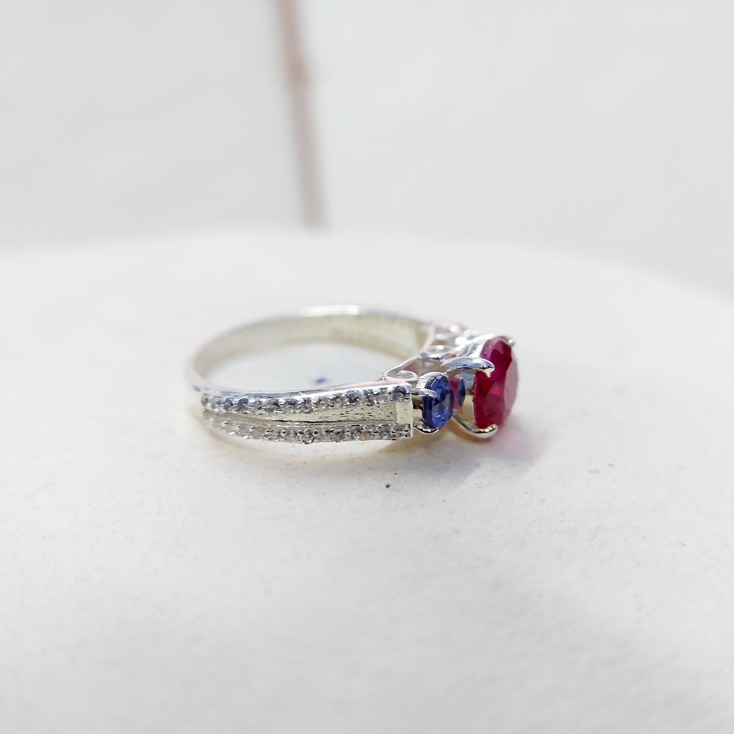 Sapphire and Ruby Wedding Ring Engagement Band 925 Sterling Silver Ring Us5~ 15