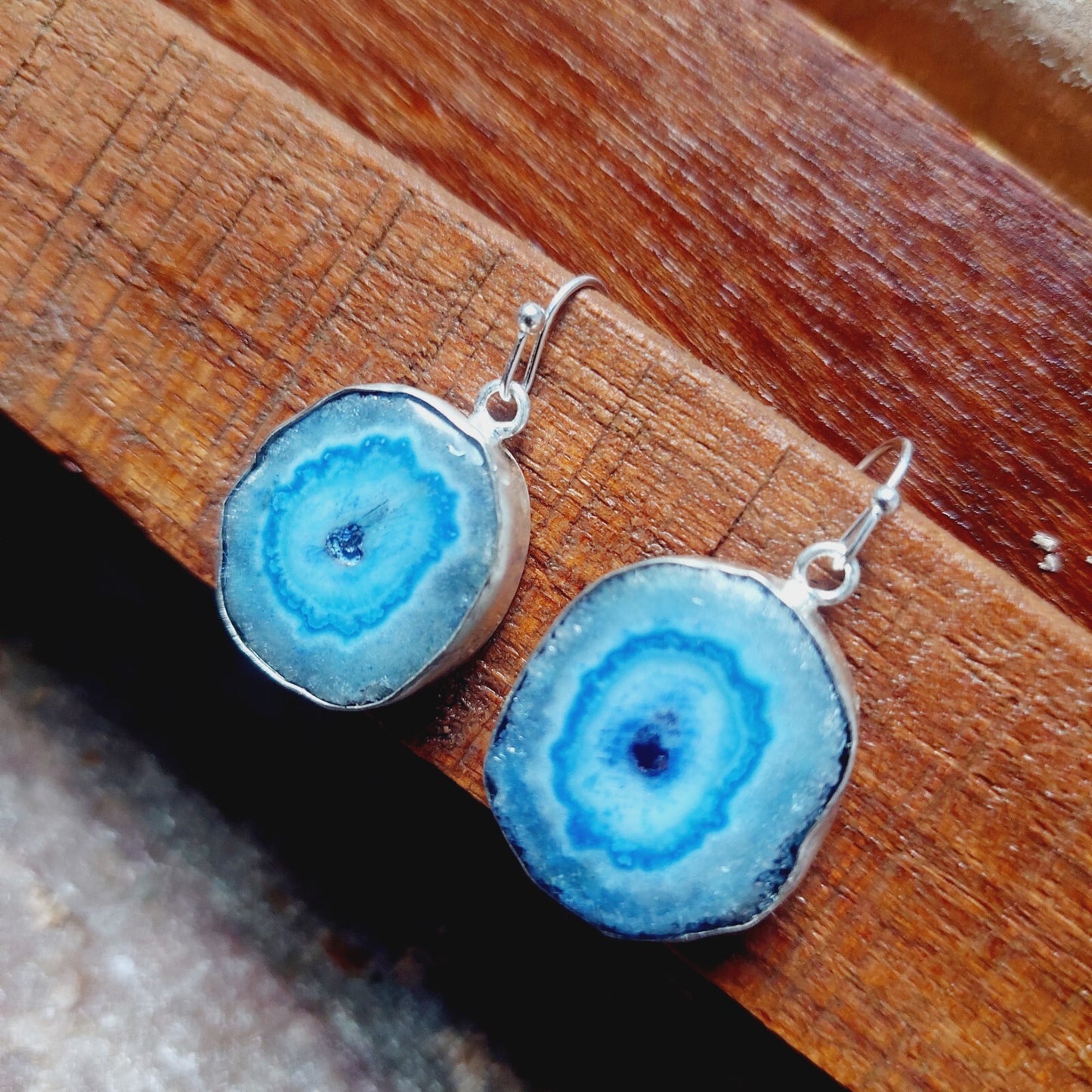 925 Sterling Silver Blue Solar Quartz Handmade Earrings Solar Gemstone Earrings
