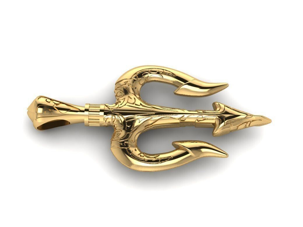 Brass Hindu Shiva Trishul Pendant Temple Pooja Lord Shiva Trident Jewelry Men