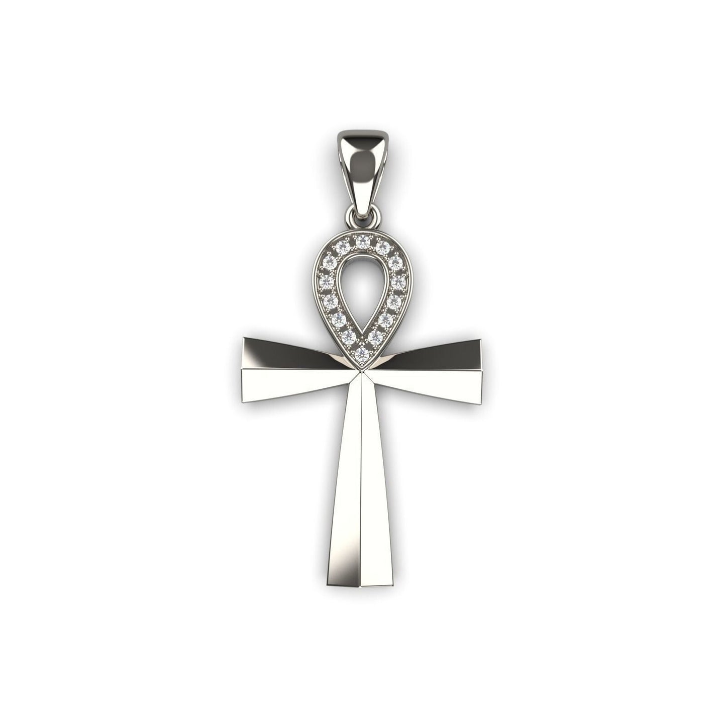 925 Sterling Silver Gothic Cross Necklace Pendant with Lab Created Diamonds Gift