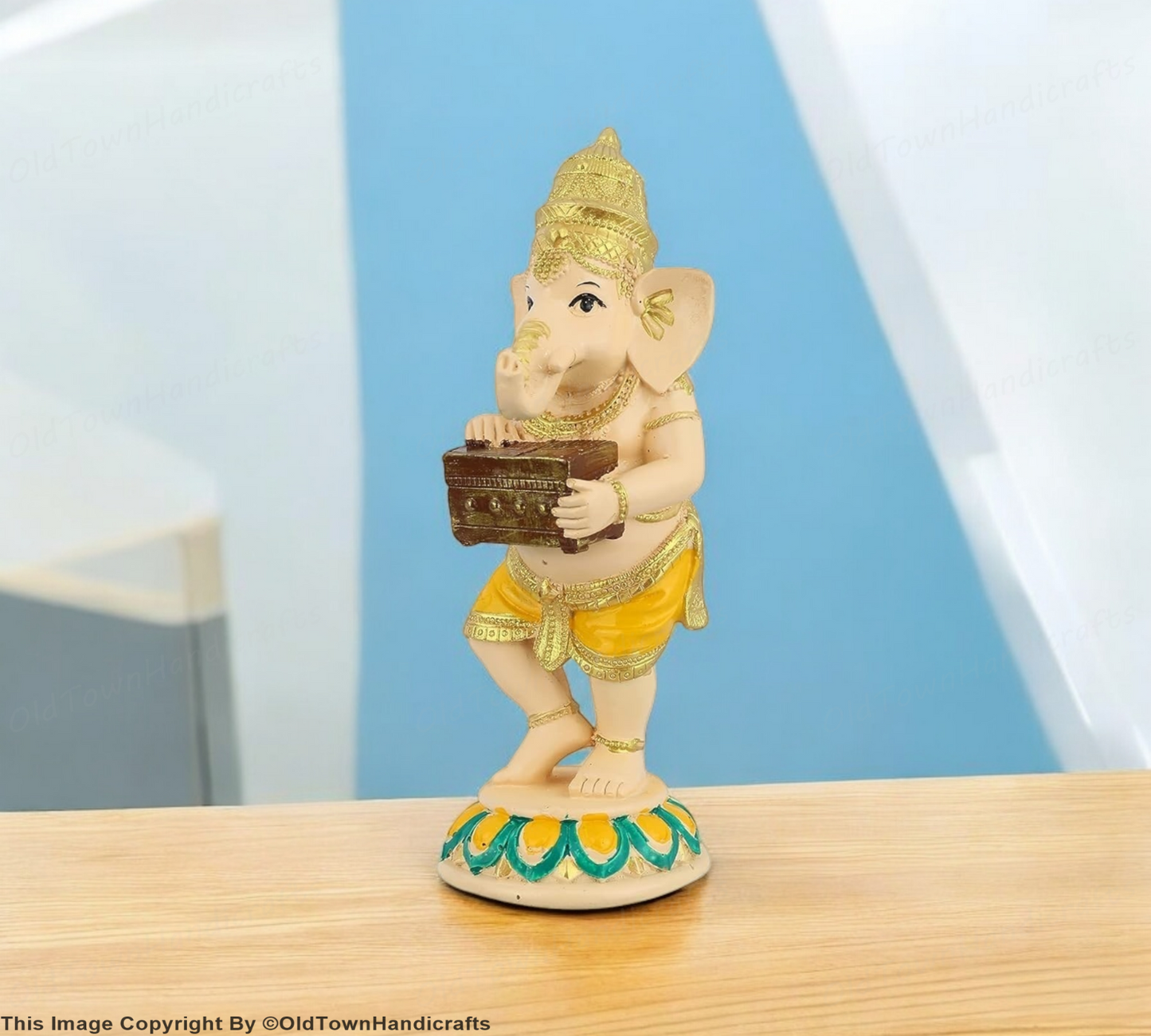 Lord Ganesha Dancing Playing Harmonium Ganesh Figurine Decorative Showpiece