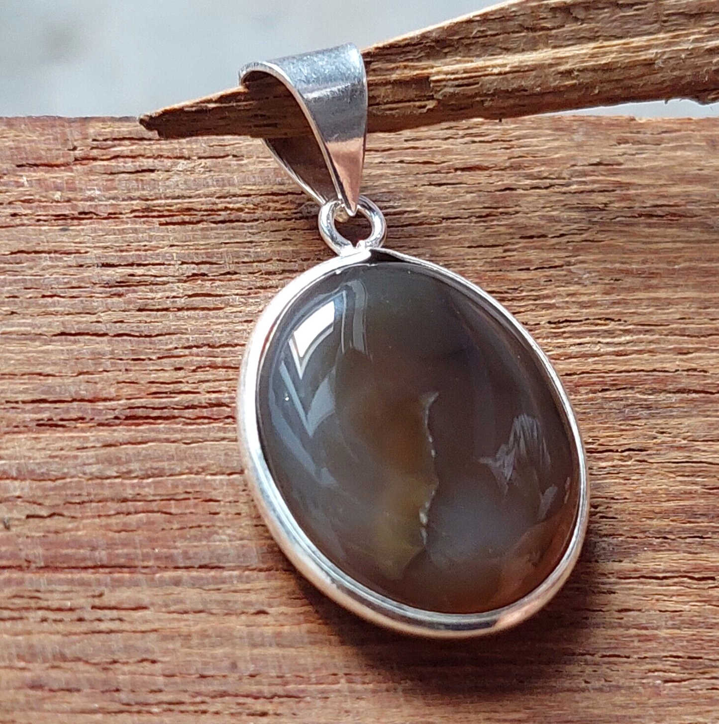 Oval Brown Montana Agate 925 Silver Handmade Pendant,Unisex Gift,Bezel Pendant