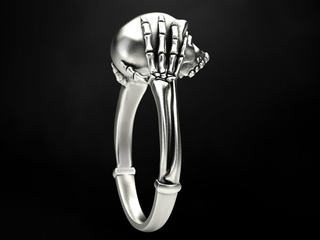 925 Silver Skull Bone Ring Gothic Biker Style Jewelry For Men Women Gift US5~15