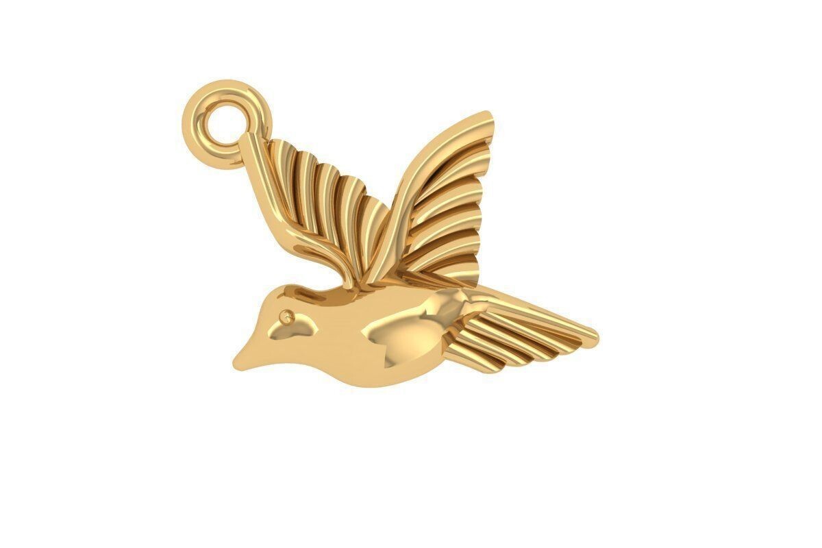 Vintage Brass Robin Sparrow Charm Necklace Flying Bird Animal Lover Gift Family