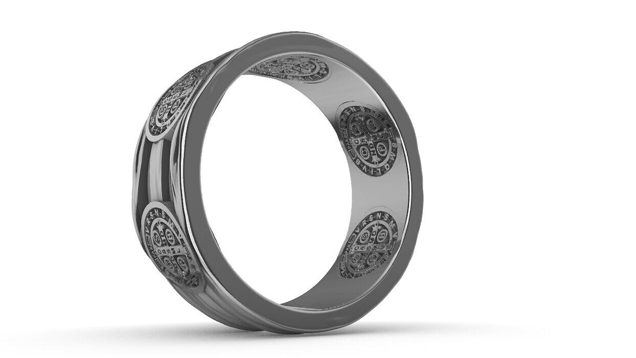 925 Sterling Silver Saint Benedict Ring US5 ~15 Religious Signet Women Men Ring