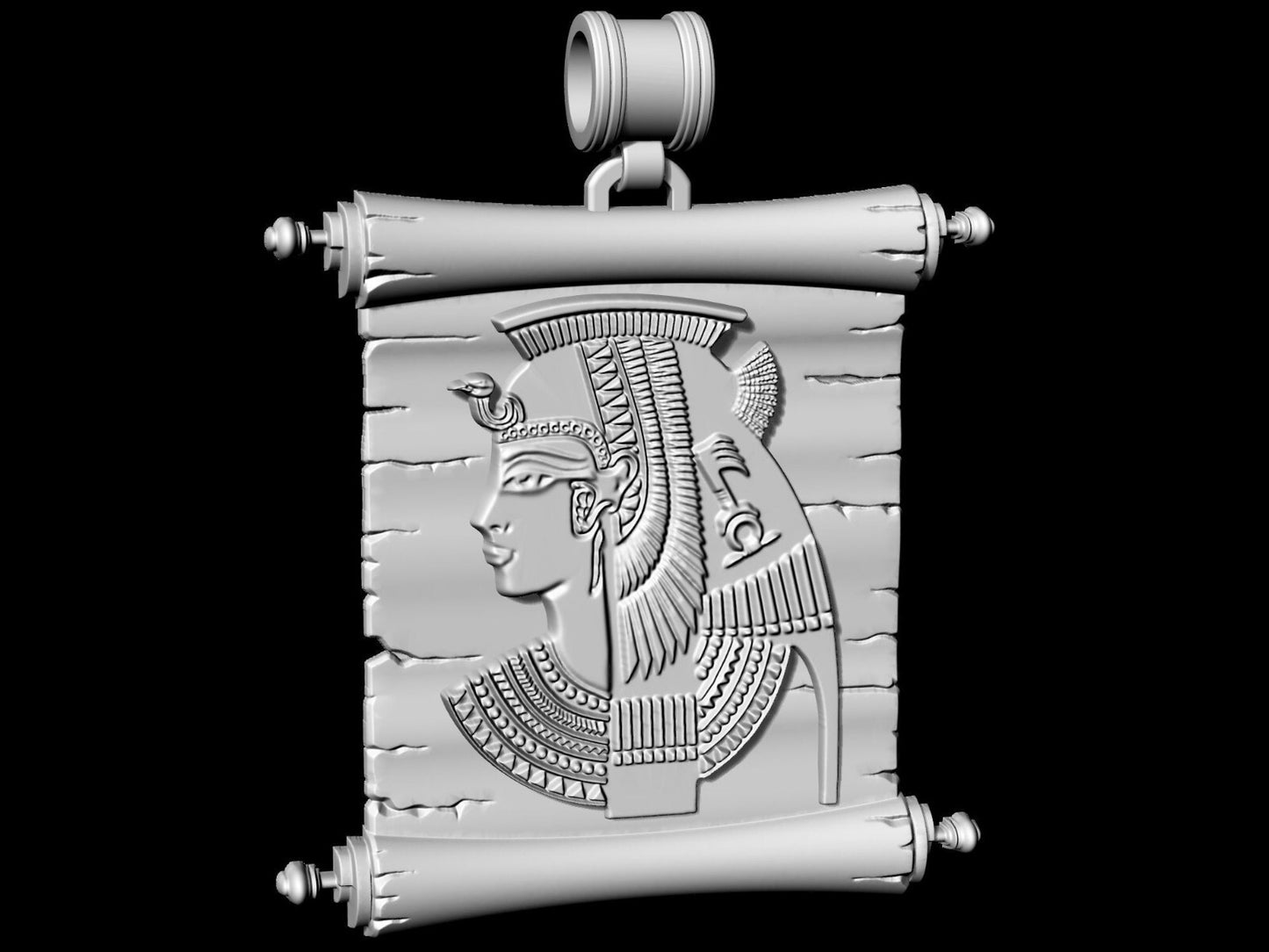 925 Sterling Silver Cleopatra Pendant Necklace Ancient Egyptian Scroll Jewelry