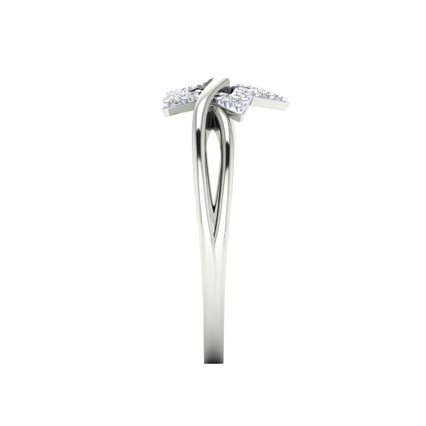 Prong Setting CZ Round Semi Mount Star Wedding Ring Us5~ 15 Bypass Promise Ring