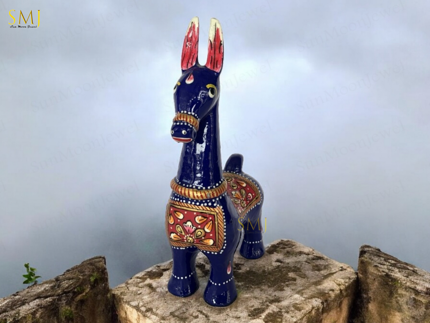 Rajasthani Meenakari Bankura Horse Statue Handcrafted Metal Decor Piece
