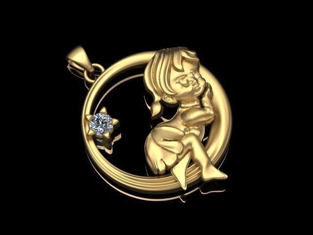 Brass Baby Pendant Cradle Angel Charm Love Cupid Lullaby DIY Jewelry Pendant