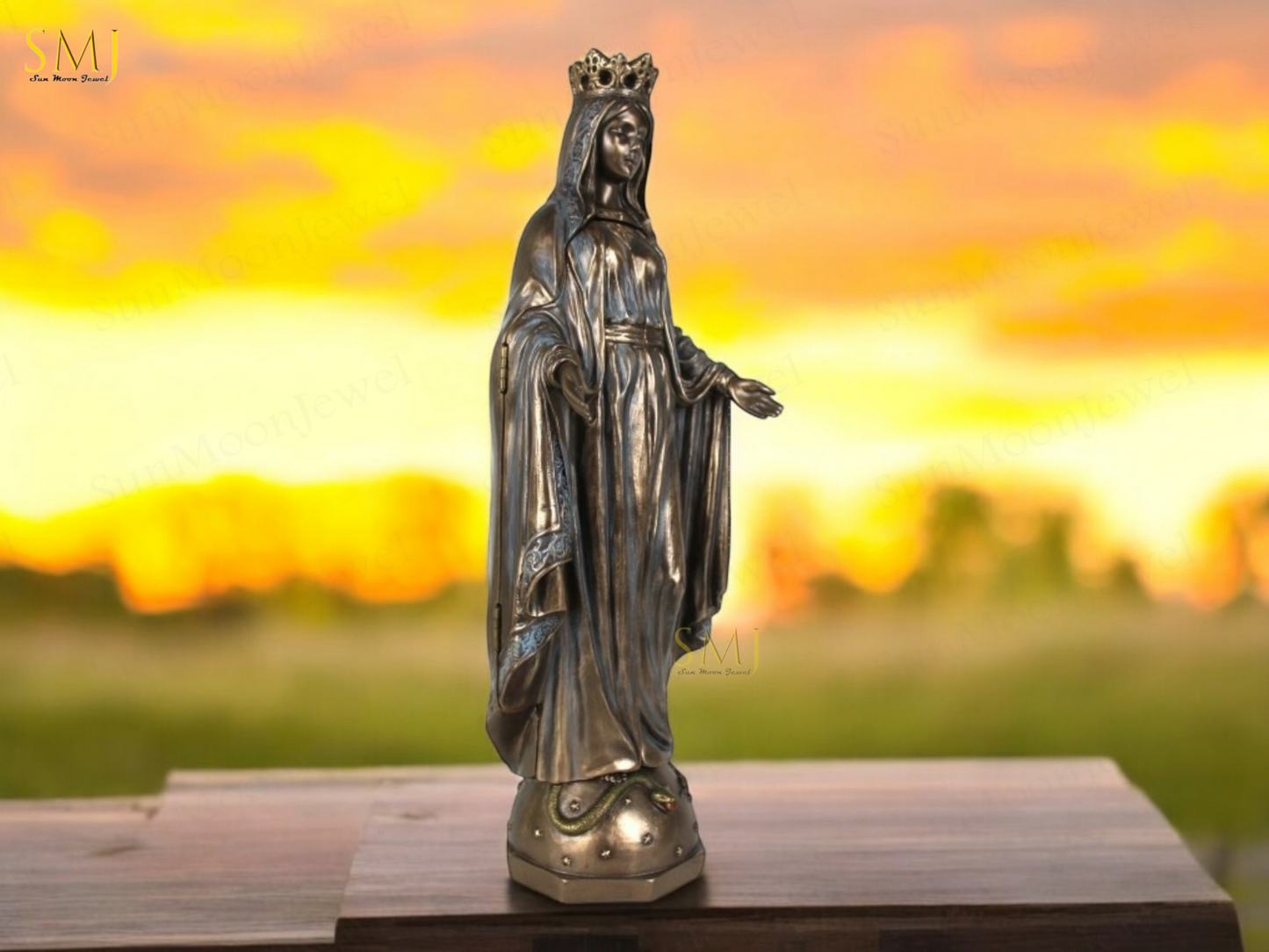 Saint Mary Statue with Church Handmade Virgin Mary Saint Home Decor Saint Mary