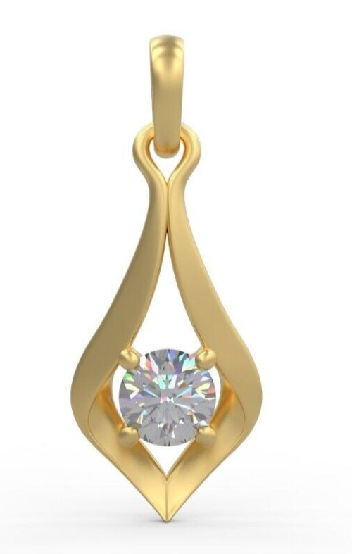 Round Cut Cubic Zircon Women Necklace Pendant Brass Solitaire Women Jewelry Gift