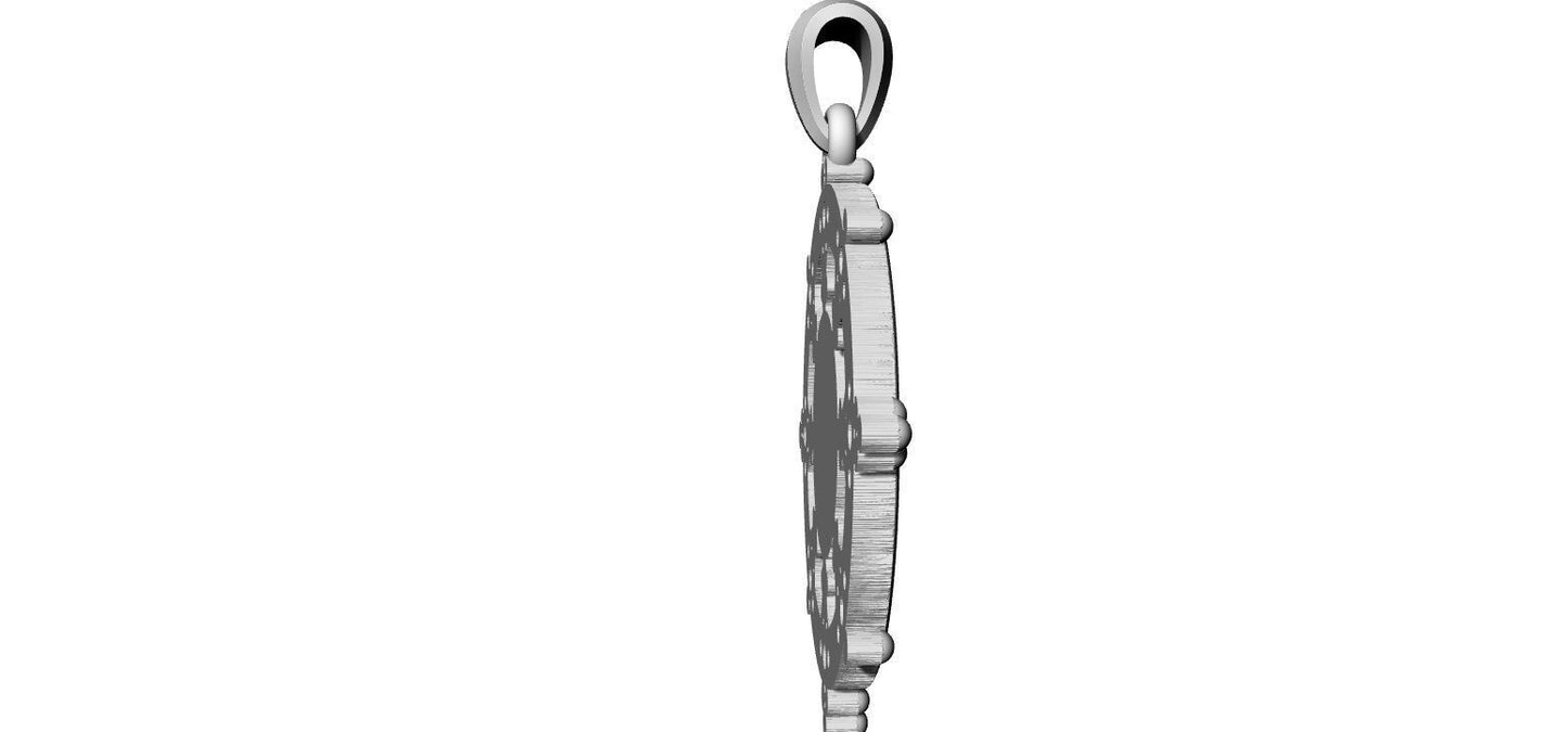 Silver Ship Helm Wheel Charm Pendant Nautical Necklace Handmade Gift Men Women