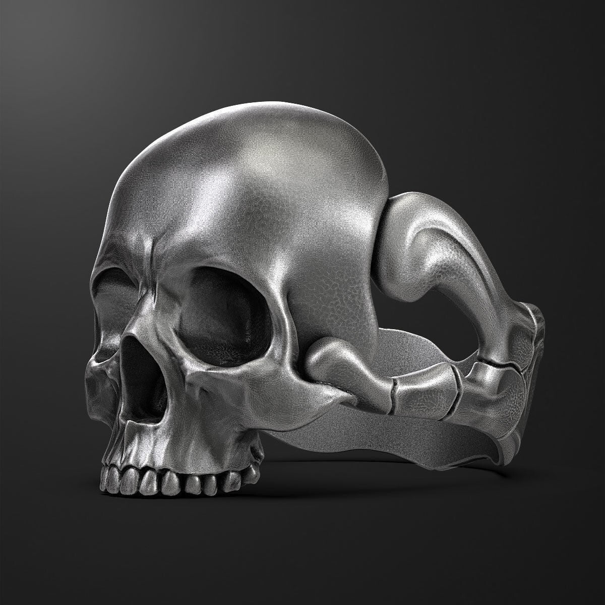 Silver Retro Men Skull Punk Biker Ring Wedding Skull Bone Skeleton Ring Us5~15