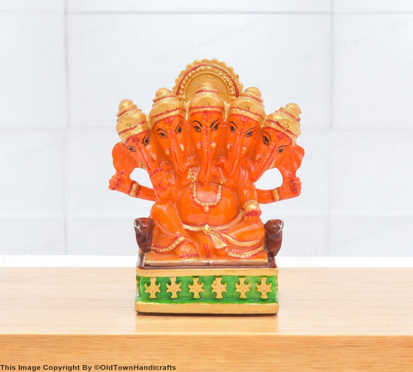 Handcrafted Panchmukhi Ganesh Ji Statue Polyresin Idol for Gift & Home Decor