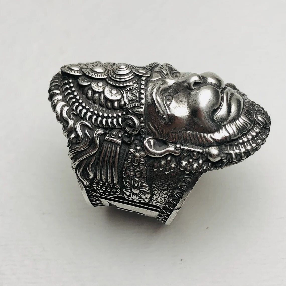 925 Sterling Silver Divine Hanuman Ring Monkey God Protector Hindu God US5~15