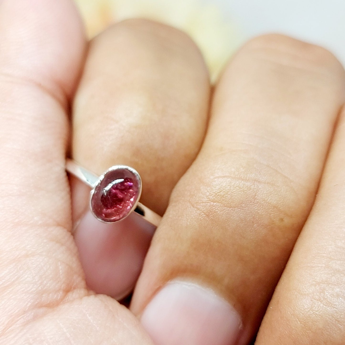 Pink Tourmaline Ring Oval Cut Handmade 925 Silver Gift Ring US5~15 Elegant Look