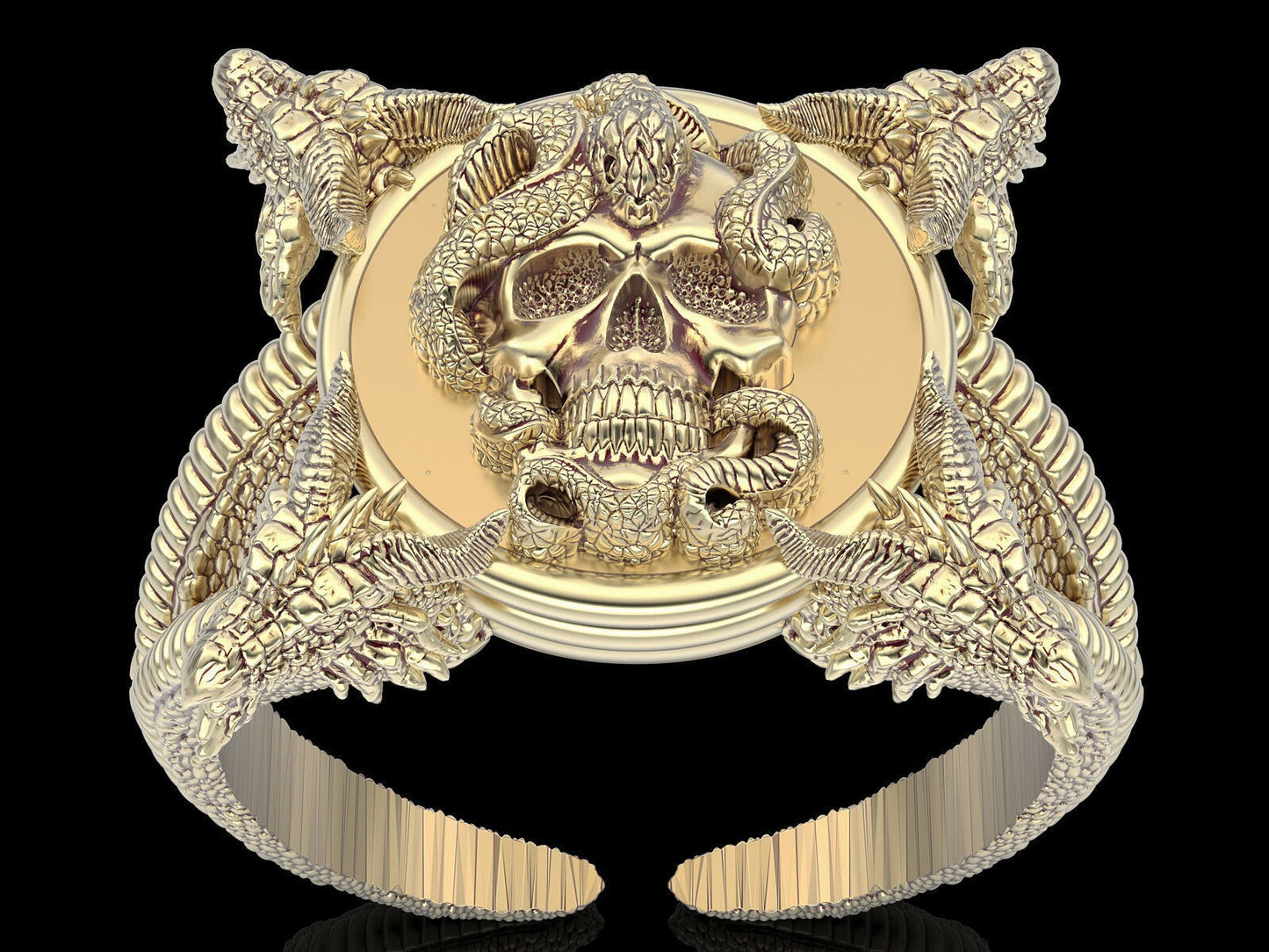 Punk Snake Dragon Brass Ring Gothic Biker Skull Fantasy Style Men Ring US5~15