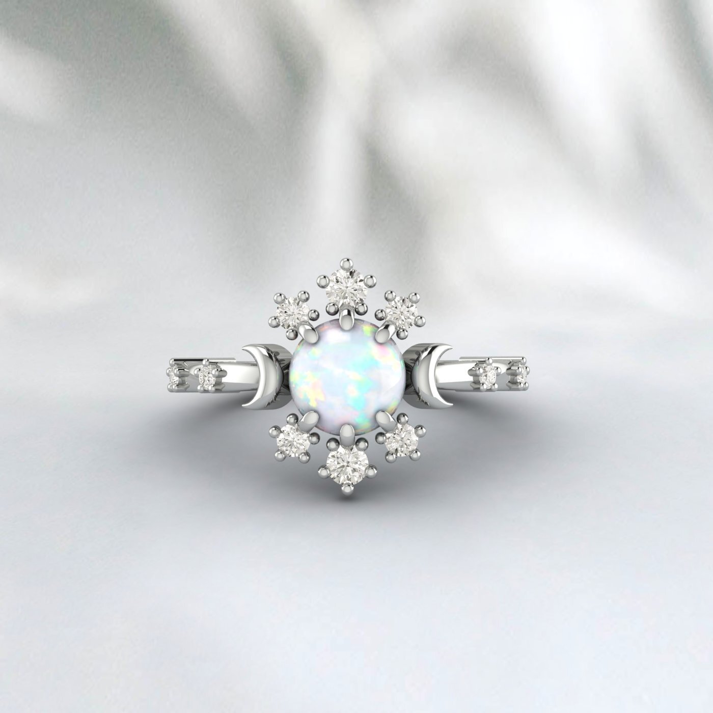 Natural Opal Engagement Ring 925 Sterling Silver Fire Opal Ring Gift For Her